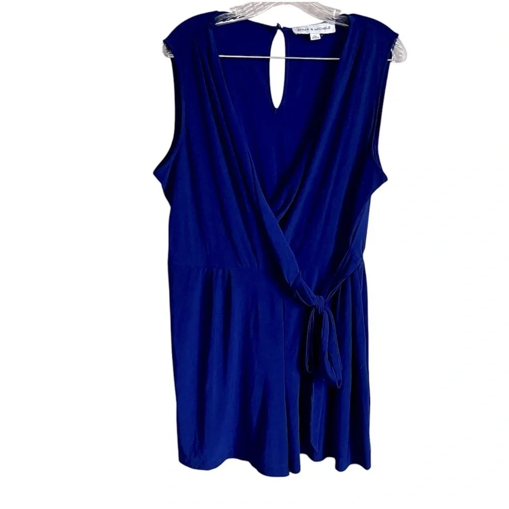 Emma & Michelle Petite Royal Blue Faux Wrap Romper
